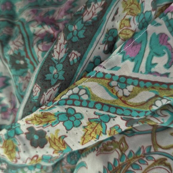 BA&SH Faga Off The Shoulder Midi Dress Size Small Green Paisley Preowned - Picture 13 of 13